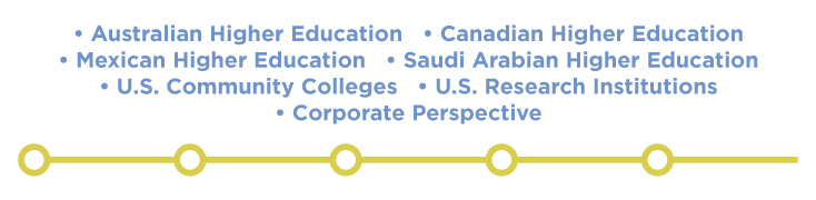 Australian Higher Education; Canadian Higher Education; Mexican Higher Education; Saudi Arabian Higher Education; U.S. Community Colleges; U.S. Research Institutions; Corporate Perspective