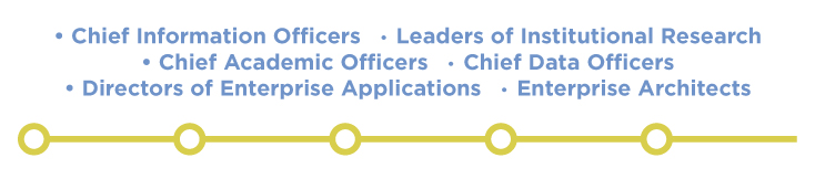 Chief Information Officers; Leaders of Institutional Research; Chief Academic Officers; Chief Data Officers; Directors of Enterprise Applications; Enterprise Architects.