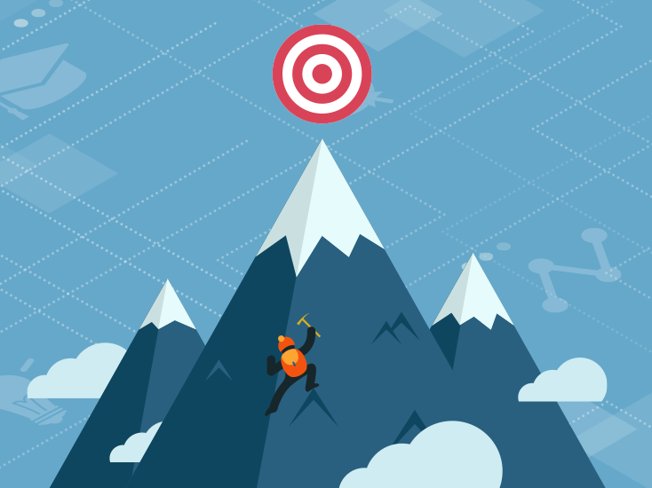 Mountain with a target at its peak