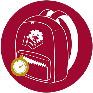 icon: Backpack with watch in pocket