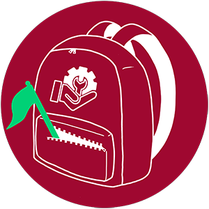 icon: Backpack with flag in pocket