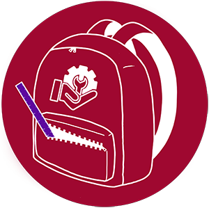 icon: Backpack with tool in pocket